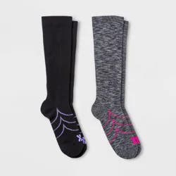 Women's Compression 2pk Knee High Socks - All In Motion™ Gray/Black 4-10: Moisture Wicking, Arch Support