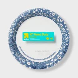 Blue Floral Paper Plate 10" - 86ct - up&up™: Round, Polka Dots Pattern, Disposable Dinnerware