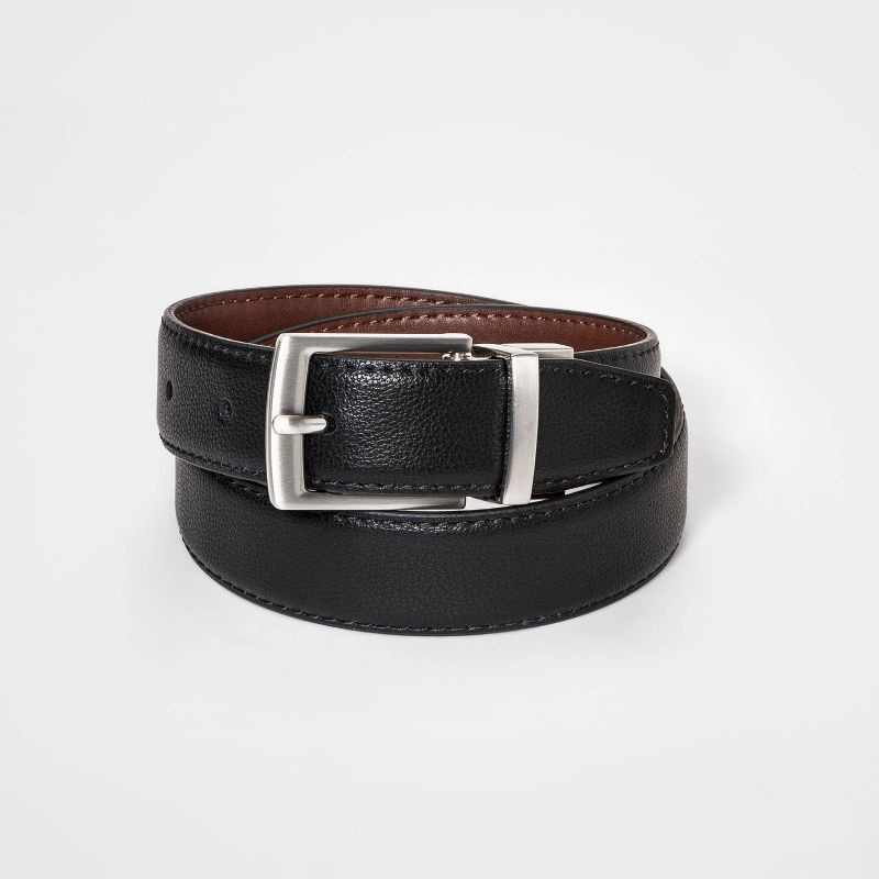 slide 1 of 2, Boys' Stretch Dress Reversible Belt - Cat & Jack™ Black/Brown L: Kids Accessory, Buckle Closure, 1 ct