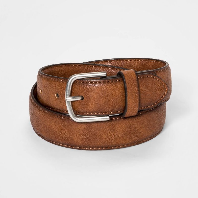slide 1 of 1, Boys' Stretch Belt - Cat & Jack™ Brown XL: Adjustable Strap, Solid Pattern, 1 ct