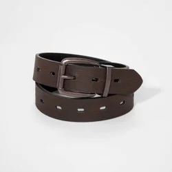 Boys' Laser Cut Reversible Belt - Cat & Jack™ Black/Brown L: Kids Accessory, Solid Pattern