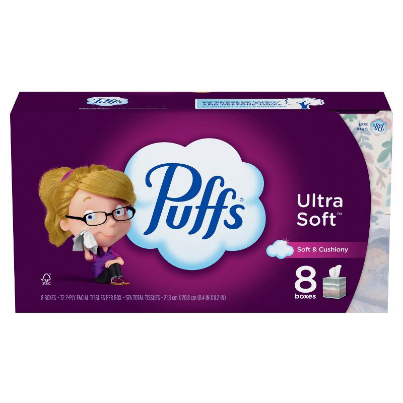 slide 12 of 16, Puffs Ultra Soft Facial Tissue - 8pk/576ct, 8 ct, 576 ct