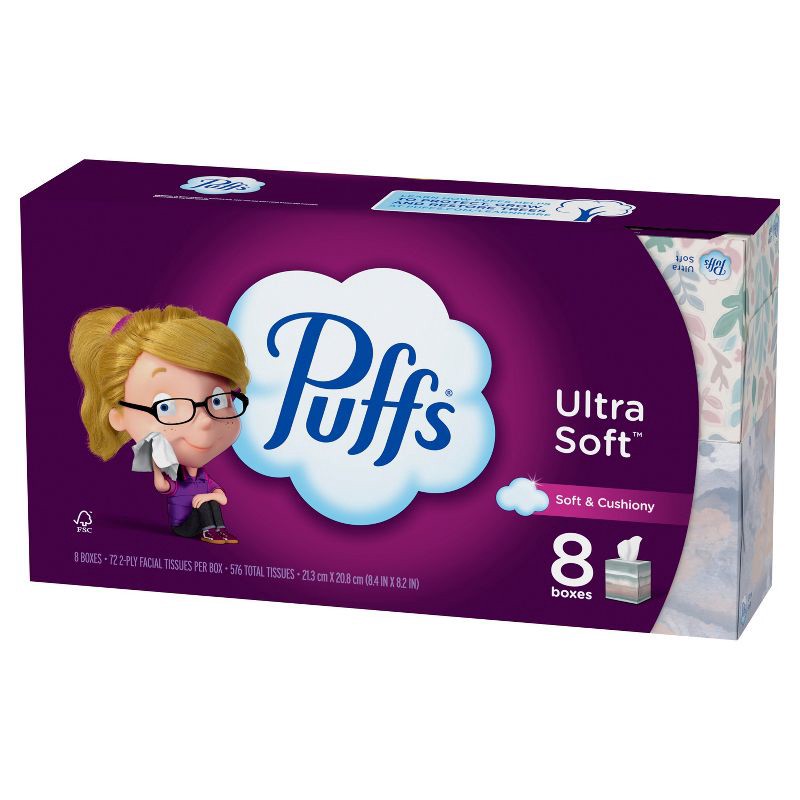 slide 16 of 16, Puffs Ultra Soft Facial Tissue - 8pk/576ct, 8 ct, 576 ct