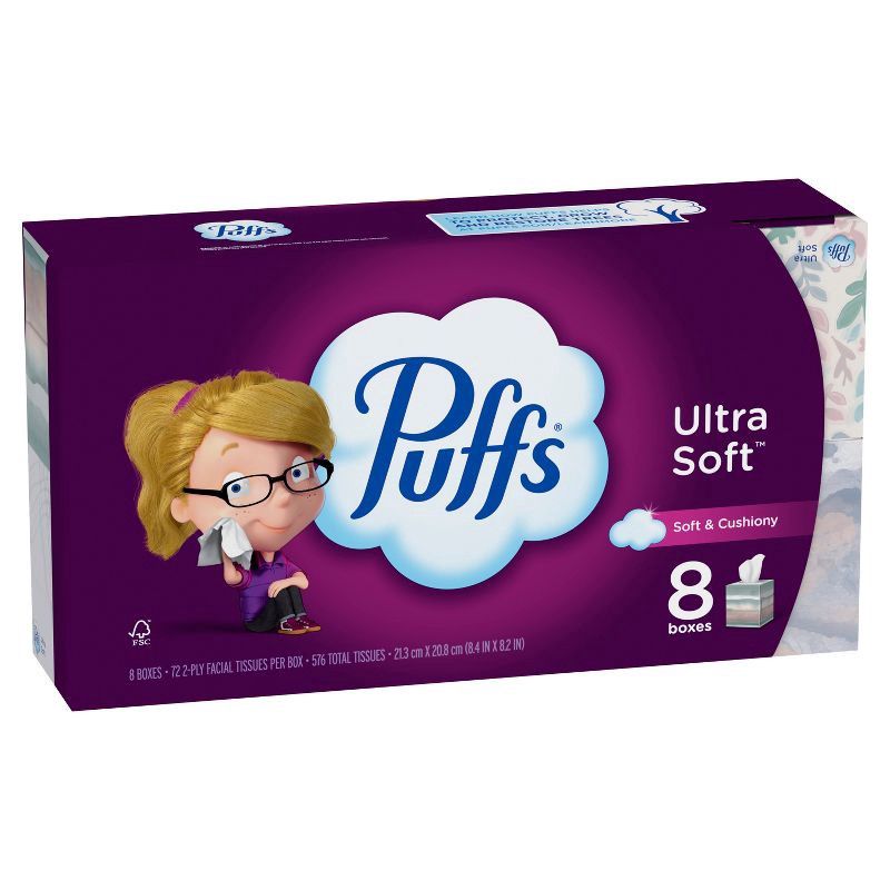slide 15 of 16, Puffs Ultra Soft Facial Tissue - 8pk/576ct, 8 ct, 576 ct