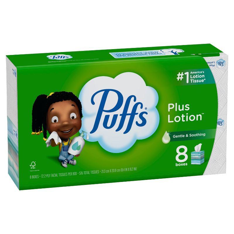 slide 16 of 16, Puffs Plus Lotion Facial Tissue - 8pk/576ct, 8 ct, 576 ct