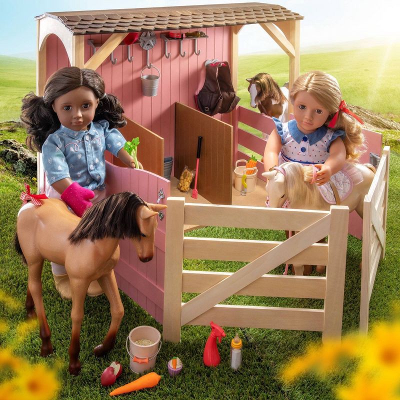 slide 3 of 7, Our Generation Horse Barn Playset for 18" Dolls - Saddle Up Stables - Pink, 1 ct