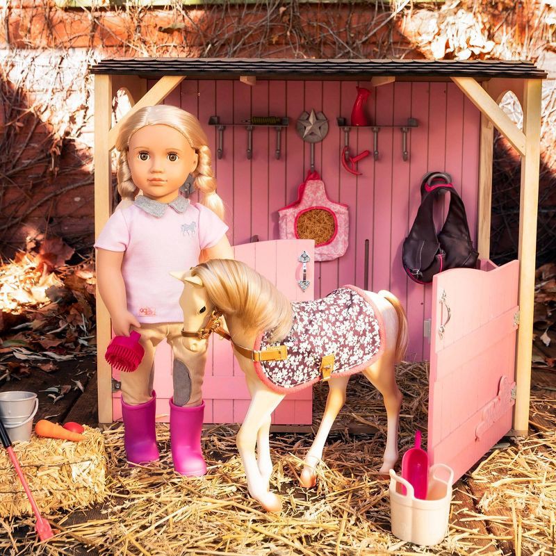 slide 5 of 7, Our Generation Horse Barn Playset for 18" Dolls - Saddle Up Stables - Pink, 1 ct