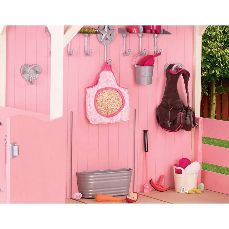 slide 6 of 7, Our Generation Horse Barn Playset for 18" Dolls - Saddle Up Stables - Pink, 1 ct