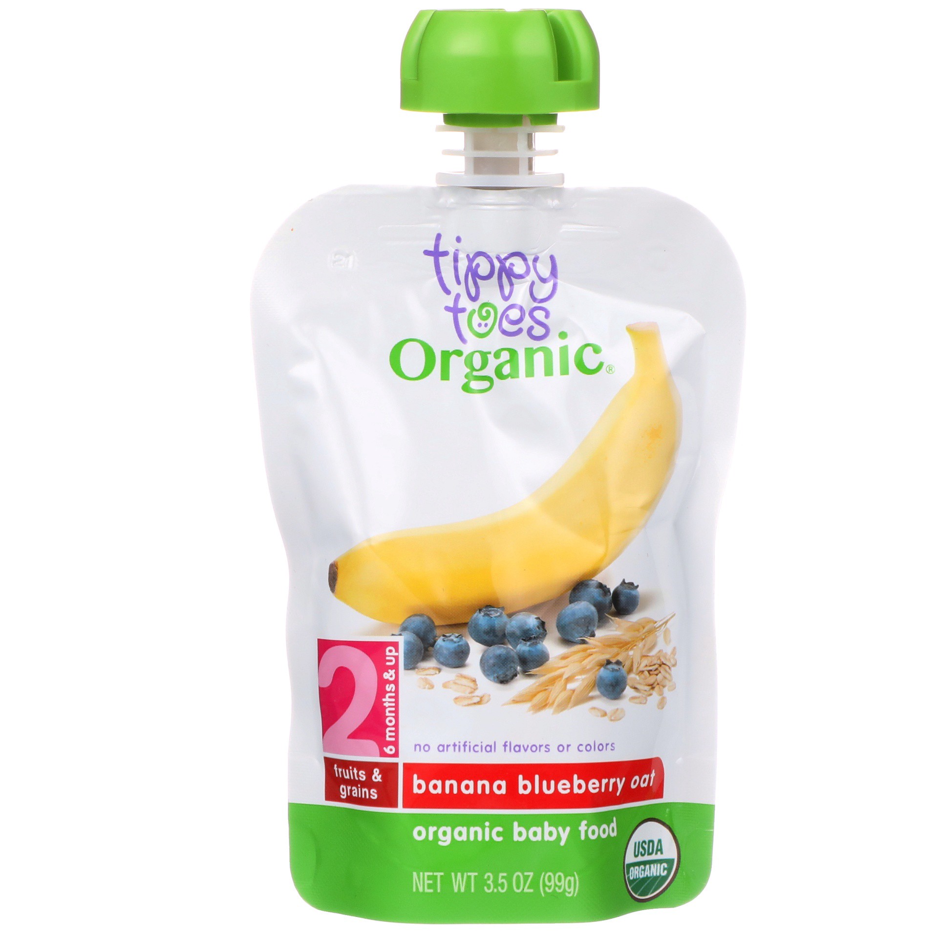 slide 1 of 6, Tippy Toes Banana Blueberry Oat Organic Baby Food, 3.5 oz