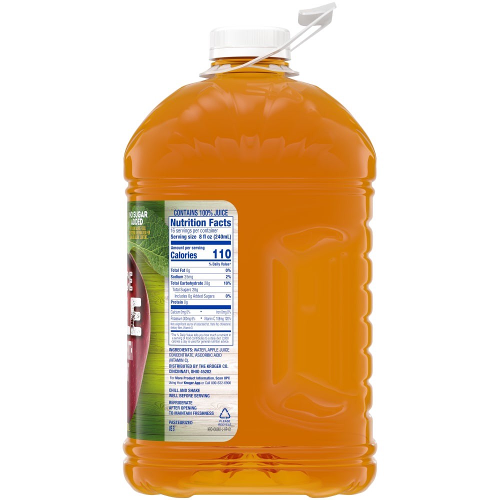 slide 3 of 3, Kroger 100% Apple Juice From Concentrate Bottle - 1 gal, 1 gal