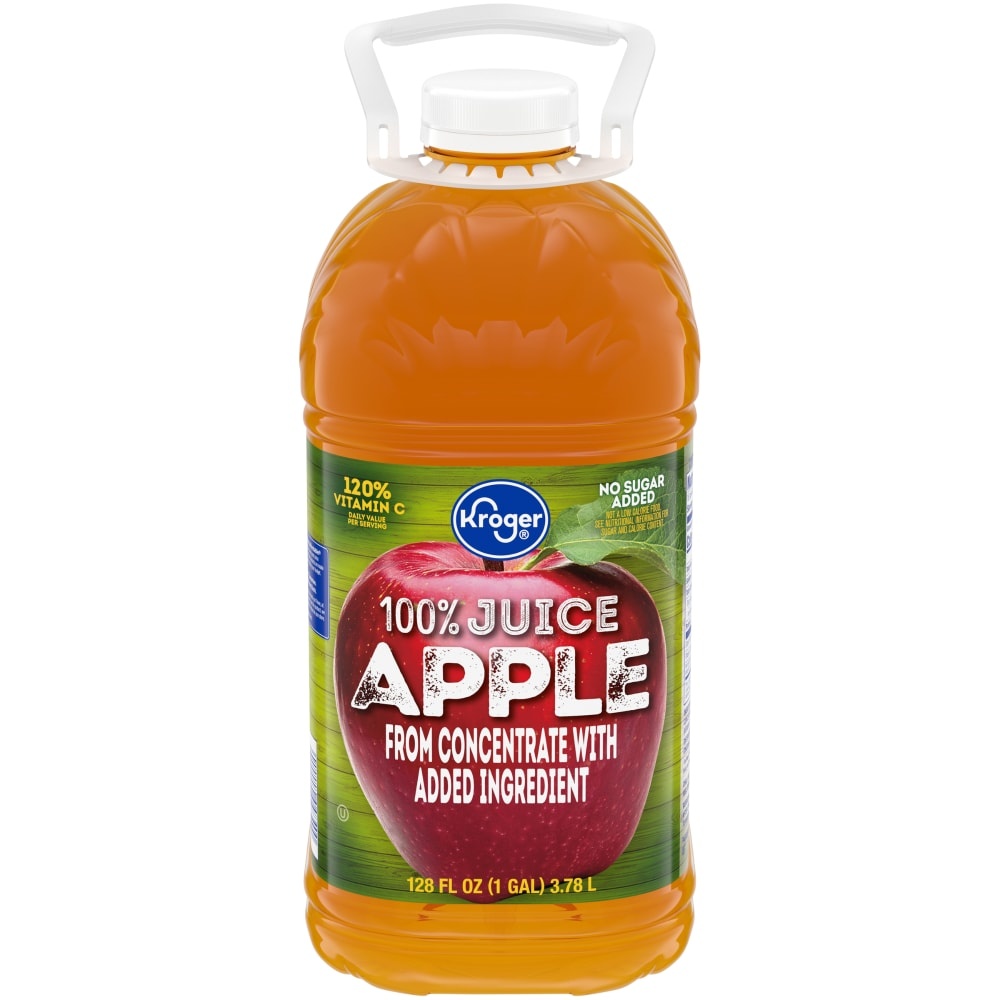 slide 1 of 1, Kroger 100% Apple Juice From Concentrate Bottle, 1 gal