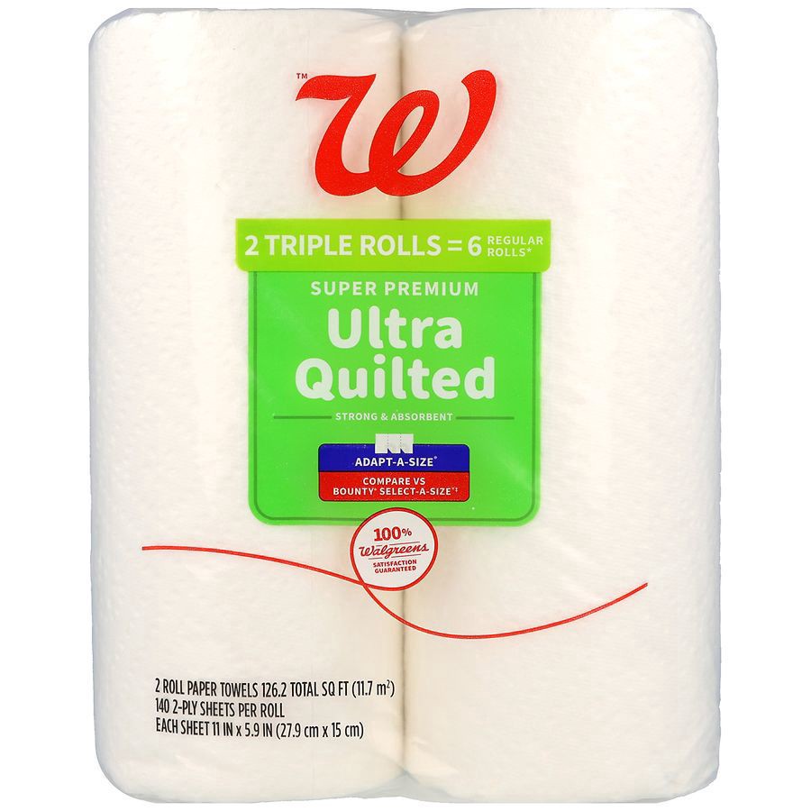 slide 1 of 5, Walgreens Ultra Quilted Super Premium Paper Towels Triple Rolls, 140 ct x 2 ct