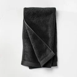 Organic Hand Towel Black - Casaluna™: GOTS Certified, Low Lint, Fade-Resistant, 550-800 GSM, Machine Washable