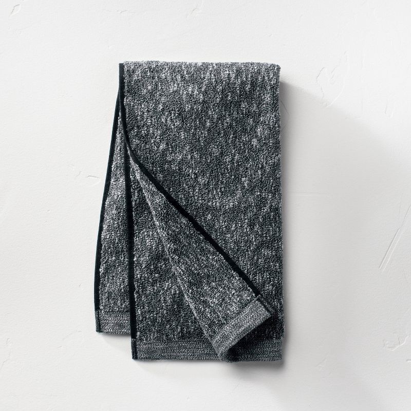 slide 1 of 4, Slub Accent Organic Hand Towel Black - Casaluna™: Heavyweight Jacquard, Fade-Resistant, OEKO-TEX Certified, 1 ct