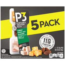 P3 Oscar Mayer P3 Turkey, Colby Jack & Almonds Portable Protein Pack 5-2 oz. Packs