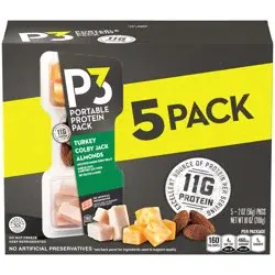 P3 Smoked Turkey Colby Jack Cheese And Almonds Snack Packs, 0.9