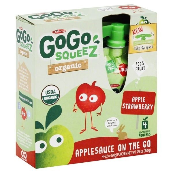 slide 1 of 1, GoGo Squeez Gogo Squeez Organic Apple Strawberry Applesauce on the Go, 3.2 oz