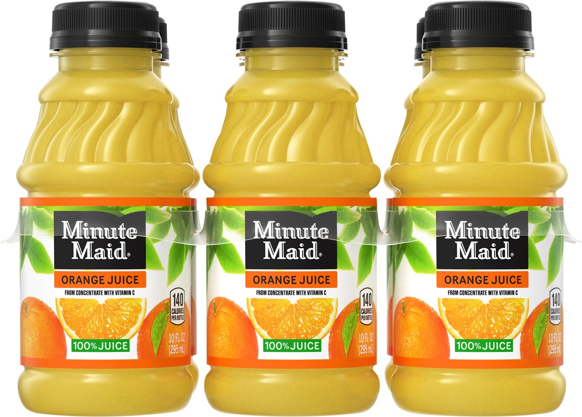 slide 4 of 5, Minute Maid Orange Juice Bottles, 10 fl oz, 6 Pack, 6 ct; 10 fl oz