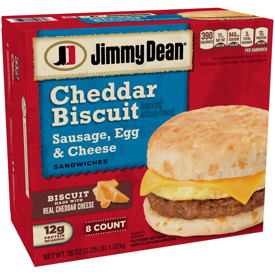 Jimmy Dean Cheddar Biscuit With Sausage, Egg And Cheese 8 ct; 36 oz Shipt