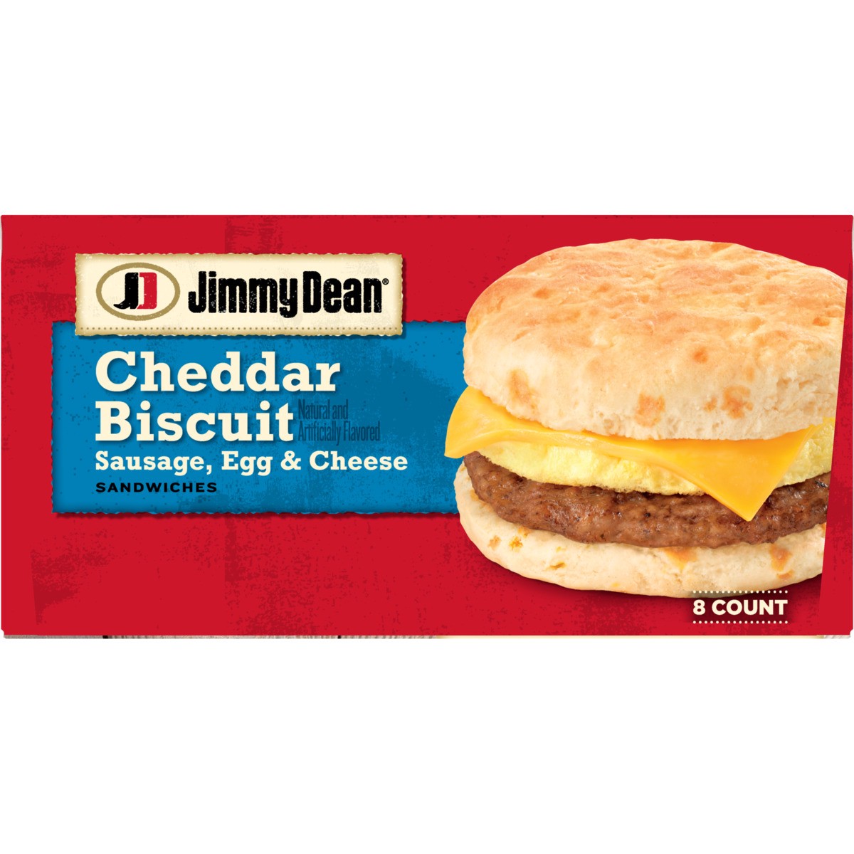 slide 5 of 9, Jimmy Dean Cheddar Biscuit Breakfast Sandwiches with Sausage, Egg, and Cheese, Frozen, 8 Count, 1.02 kg