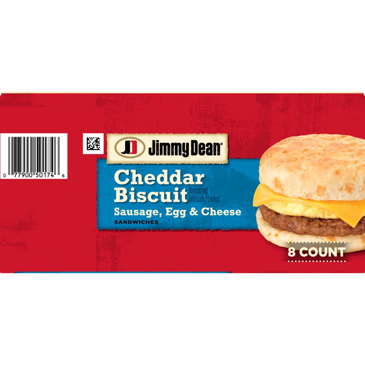 slide 4 of 9, Jimmy Dean Cheddar Biscuit Breakfast Sandwiches with Sausage, Egg, and Cheese, Frozen, 8 Count, 1.02 kg