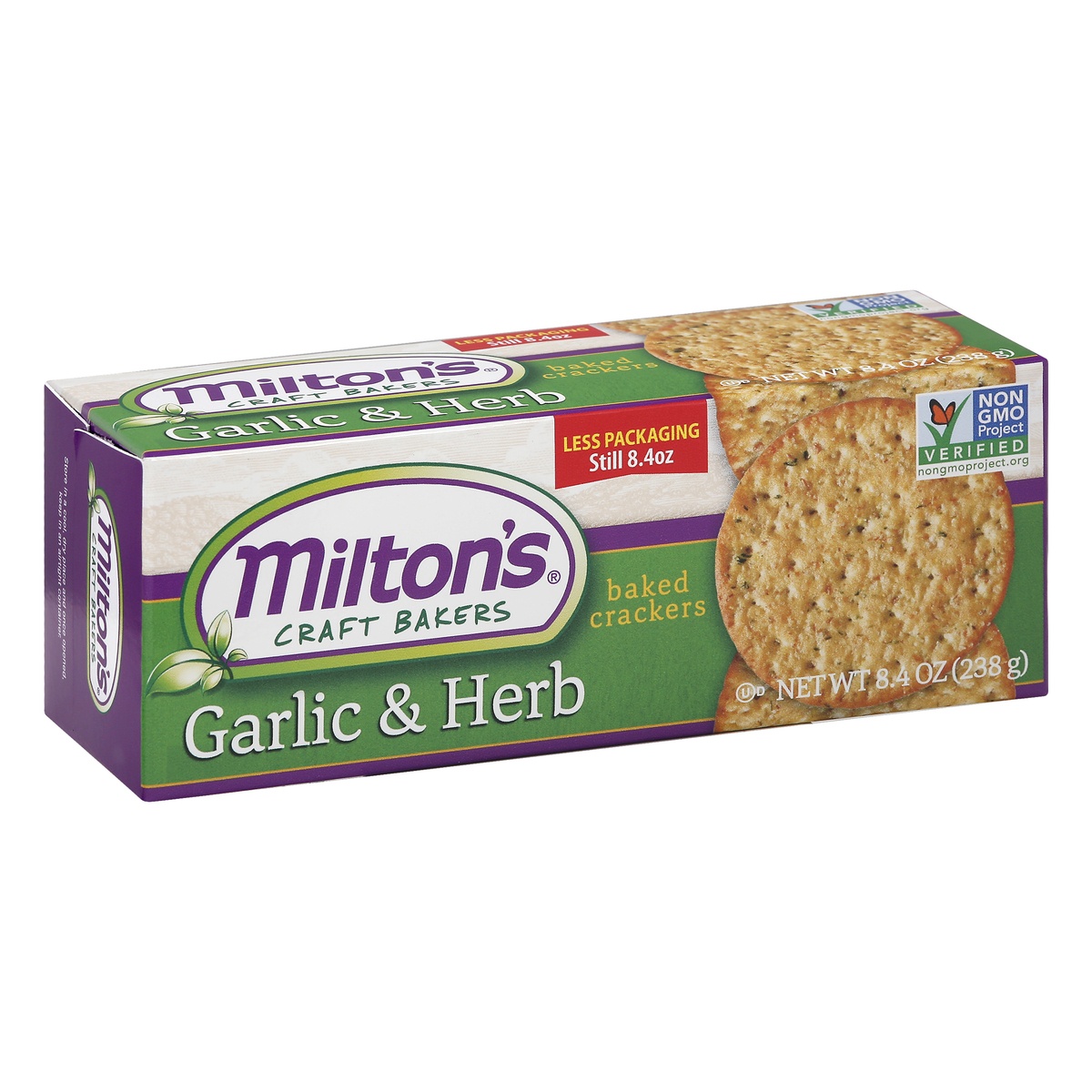 slide 1 of 1, Milton's Garlic & Herb Gourmet Crackers, 8.4 oz
