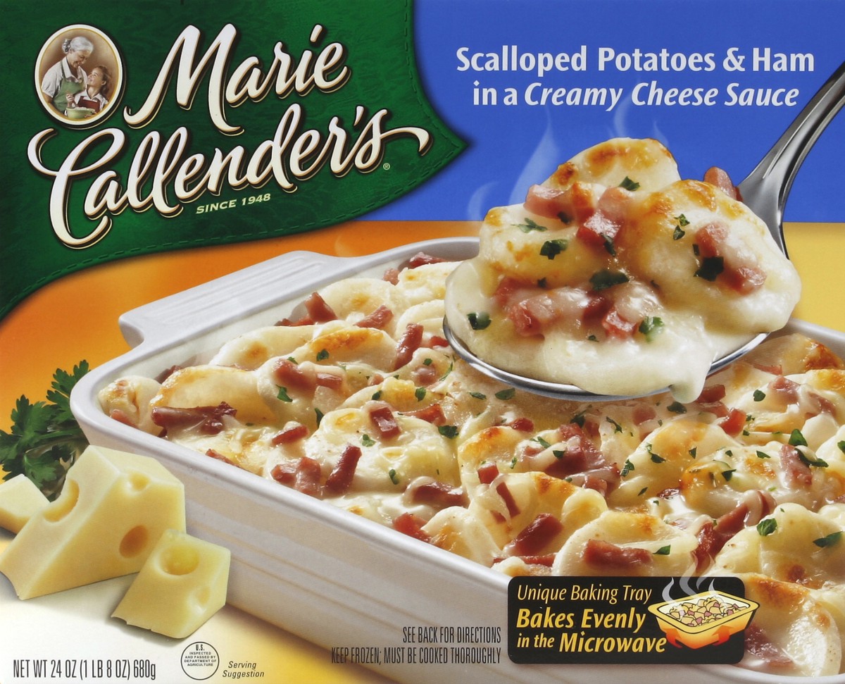 slide 4 of 4, Marie Callender's Scalloped Potatoes In A Creamy Cheese Sauce With Ham, Frozen Meal, 27 oz