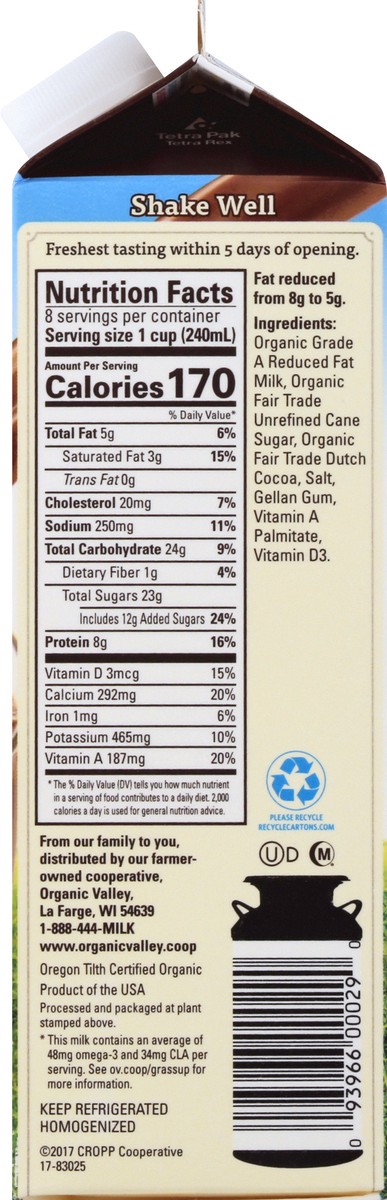 slide 4 of 13, Organic Valley Reduced Fat Chocolate Milk 1 qt, 1 qt