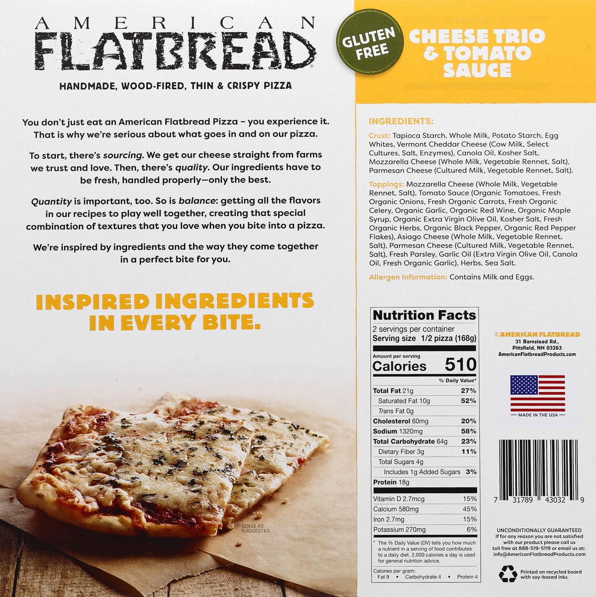 slide 2 of 13, American Flatbread Gluten Free Inspired Cheese Trio & Tomato Sauce Pizza 11.9 oz, 11.9 oz