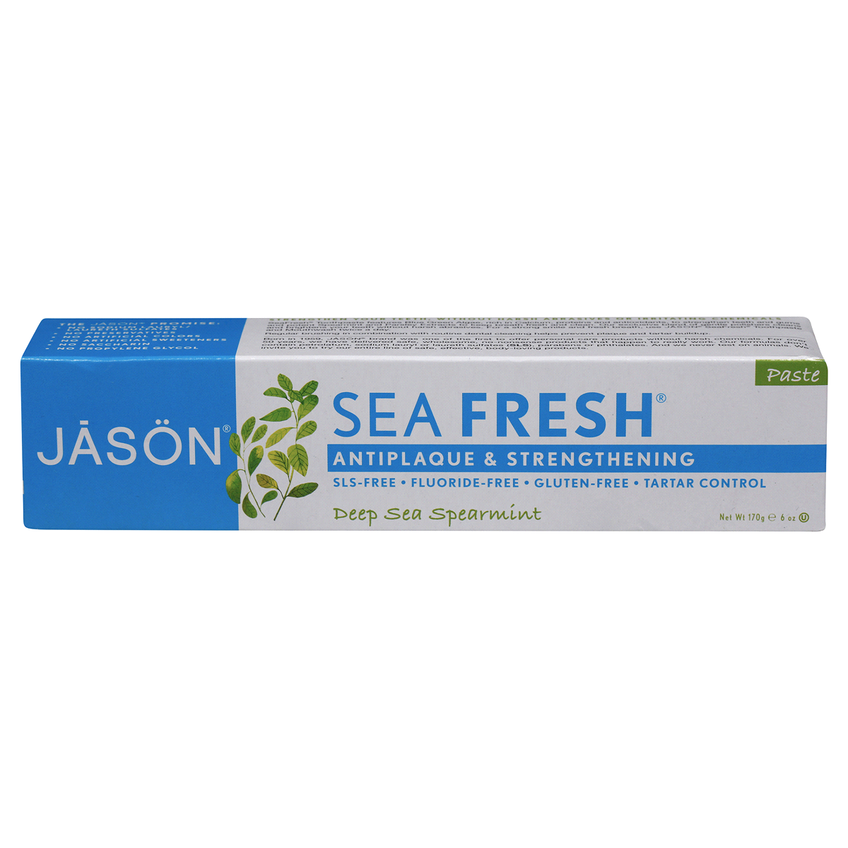 slide 5 of 7, Jason JĀSON Sea Fresh Deep Sea Spearmint Strengthening Toothpaste 6 oz. Box, 6 oz