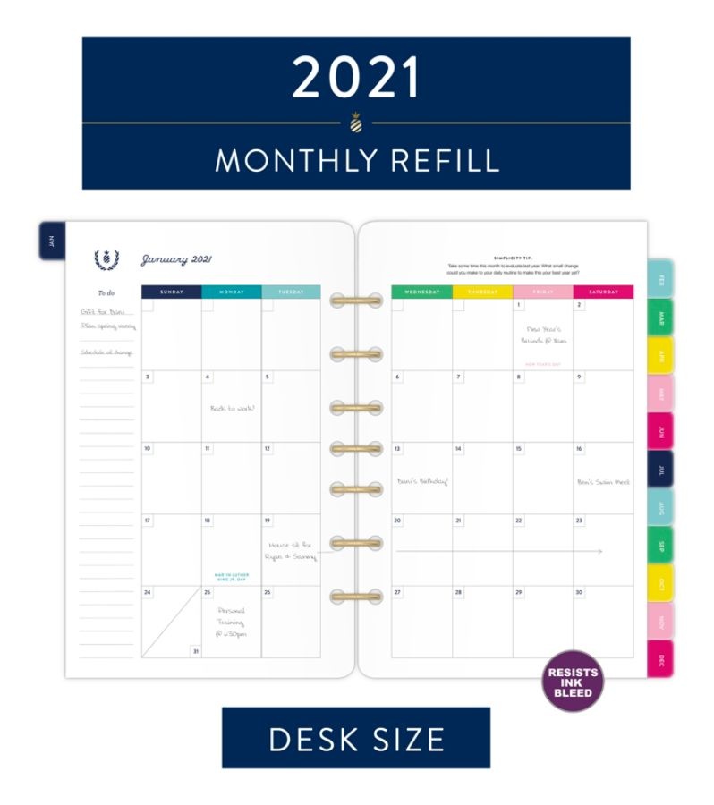 slide 4 of 4, Emily Ley Simplified System Monthly Refill, 5-1/2'' X 8-1/2'', Black/White, January To December 2021, El100-4211, 1 ct