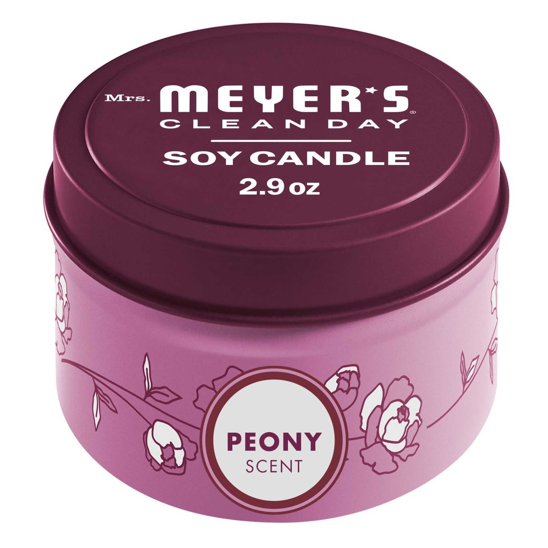 slide 1 of 5, Mrs. Meyer's Clean Day Mrs. Meyer's Peony Tin Candle, 2.9 oz