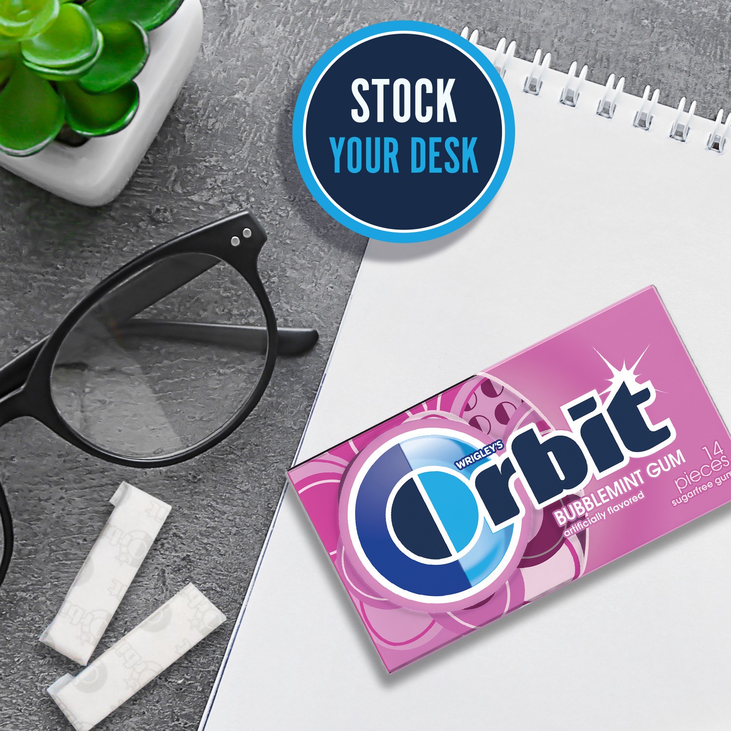 slide 3 of 8, ORBIT Gum Bubblemint Sugarfree Chewing Gum, 14 Pieces (Pack of 12), 168 pc