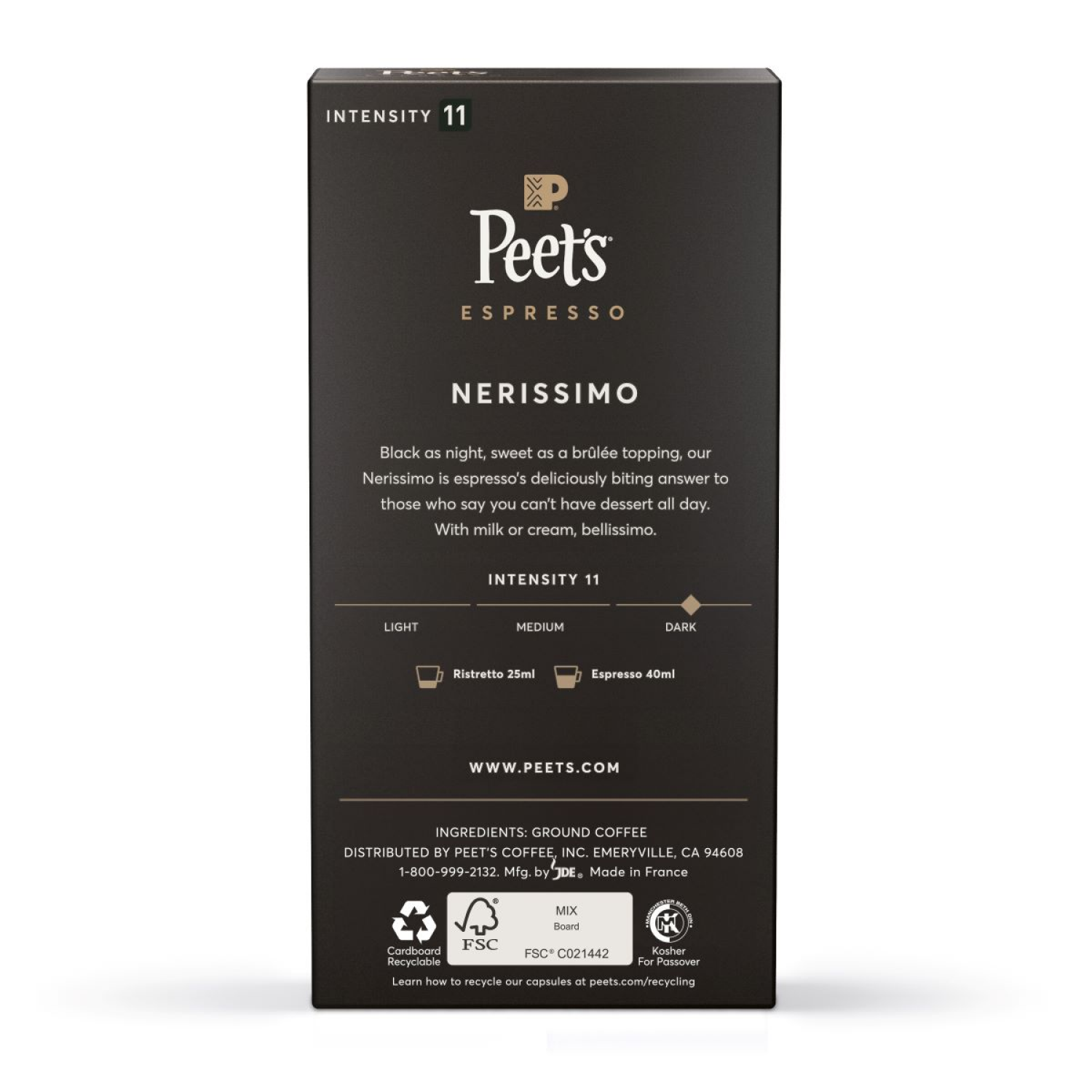 slide 2 of 2, Peet's Coffee, Nerissimo (Intensity 11) Dark Roast Capsules - 10ct Capsules, 10 ct