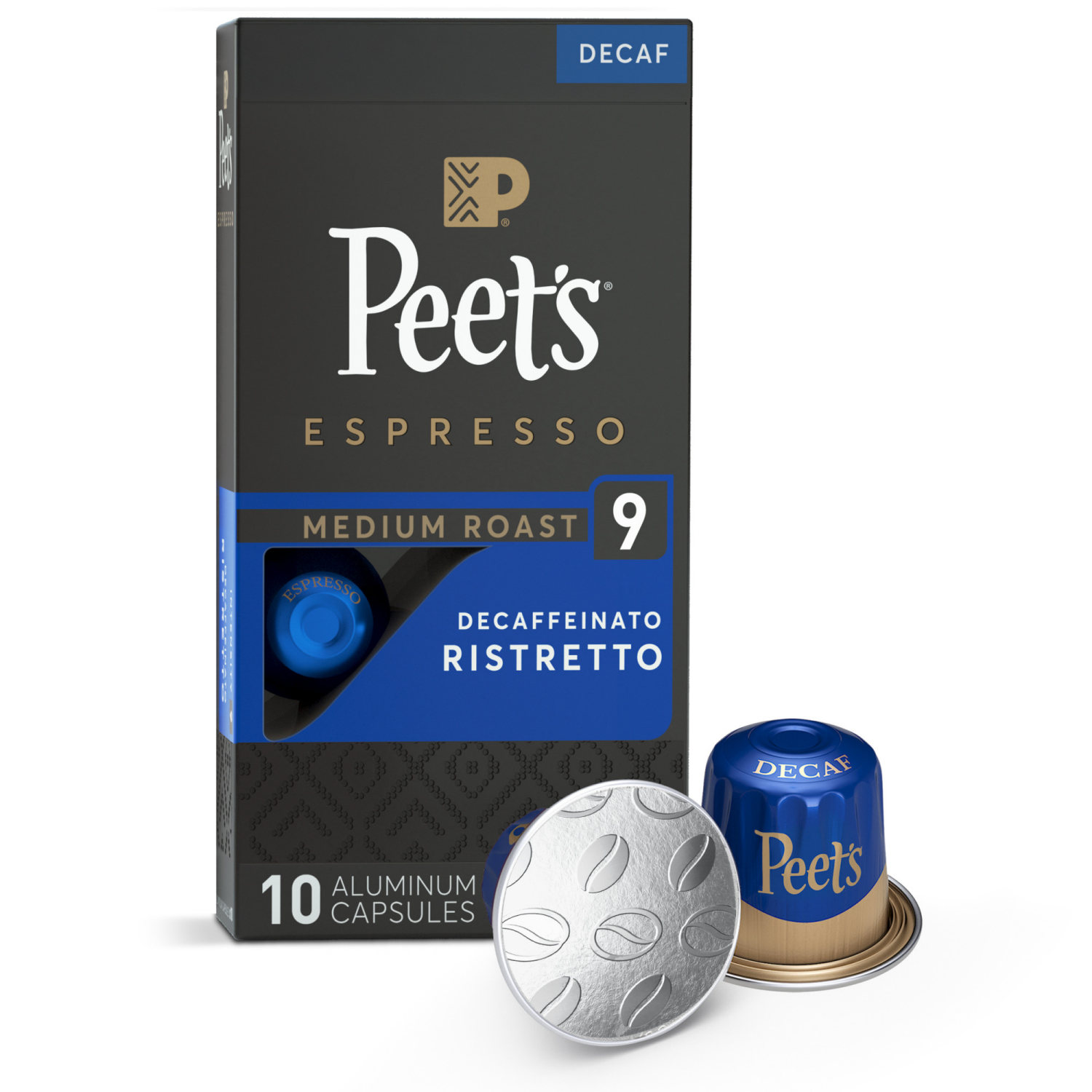 slide 1 of 2, Peet's Coffee, Ristretto Decaffeinated (Intensity 9) Medium Roast Capsules - 10ct Capsules, 10 ct