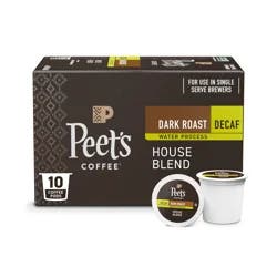 Peet's Coffee, Decaffeinated House Dark Roast Coffee Pods - 10ct Carton