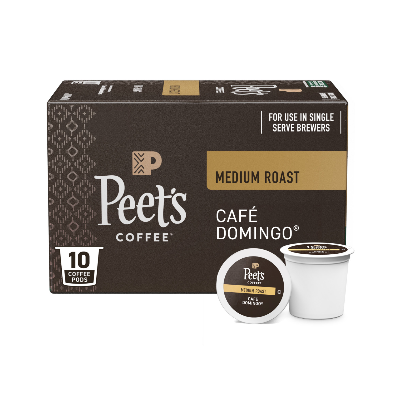 slide 1 of 2, Peet's Coffee, Cafe Domingo Medium Roast Coffee Pods - 10ct Carton, 1 ct