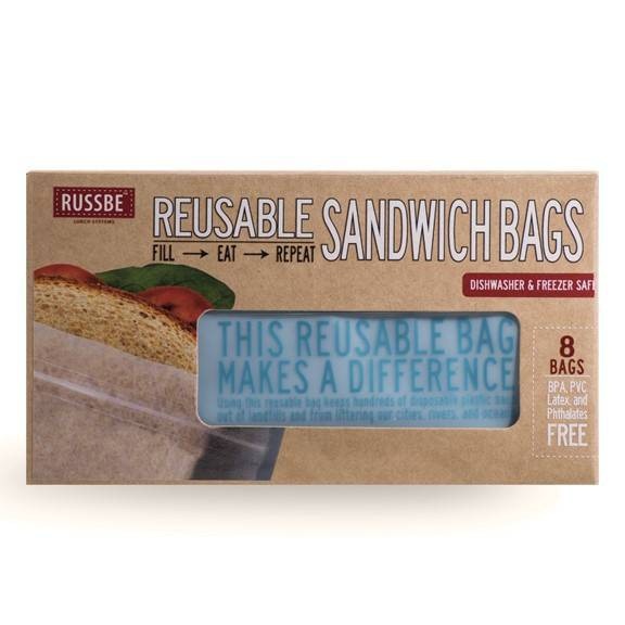 slide 1 of 5, Russbe Reusable Sandwich Bags, 8 ct