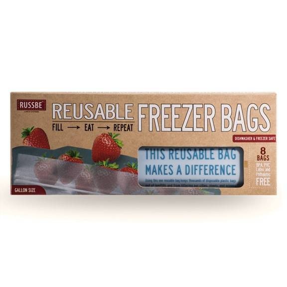 slide 1 of 3, Russbe Reusable Freezer Bags, 8 ct