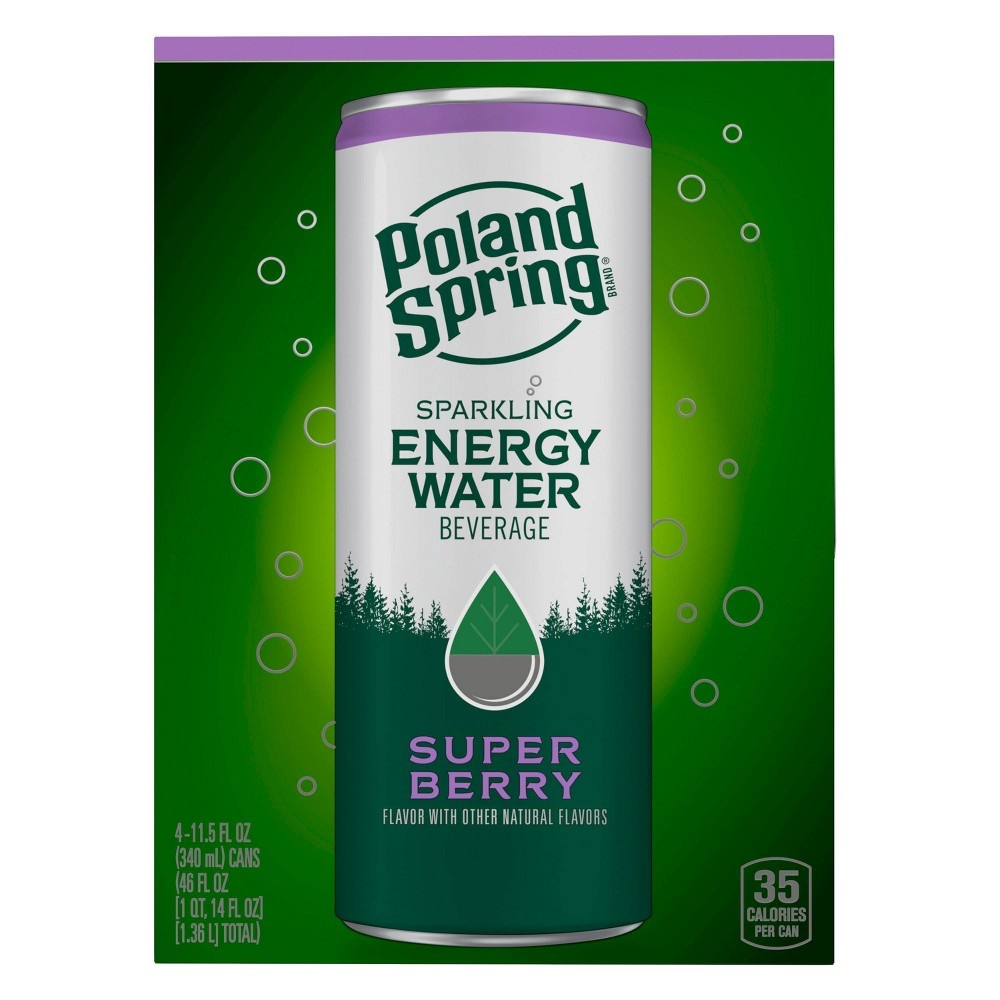 slide 5 of 7, Poland Spring Super Berry Energy Water / Sleek Can, 4 ct, 11.15 fl oz