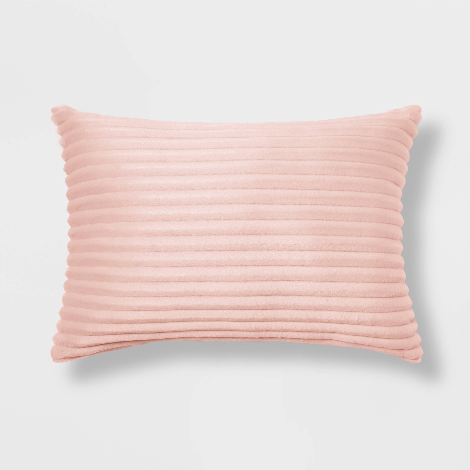 slide 1 of 1, Oblong Cut Plush Decorative Throw Pillow Blush - Room Essentials, 1 ct