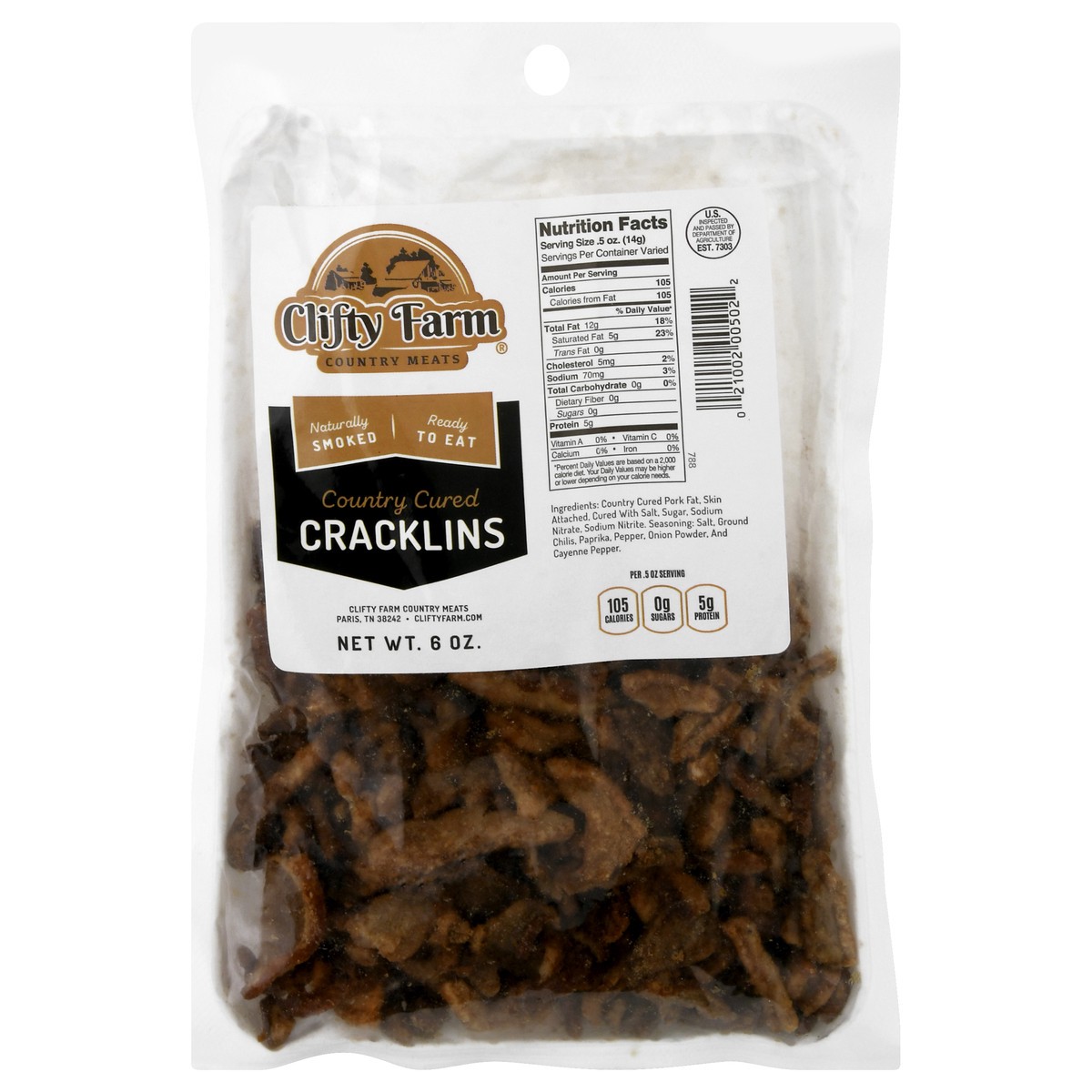 slide 1 of 10, Clifty Farm Country Cured Cracklins 6 oz, 6 oz