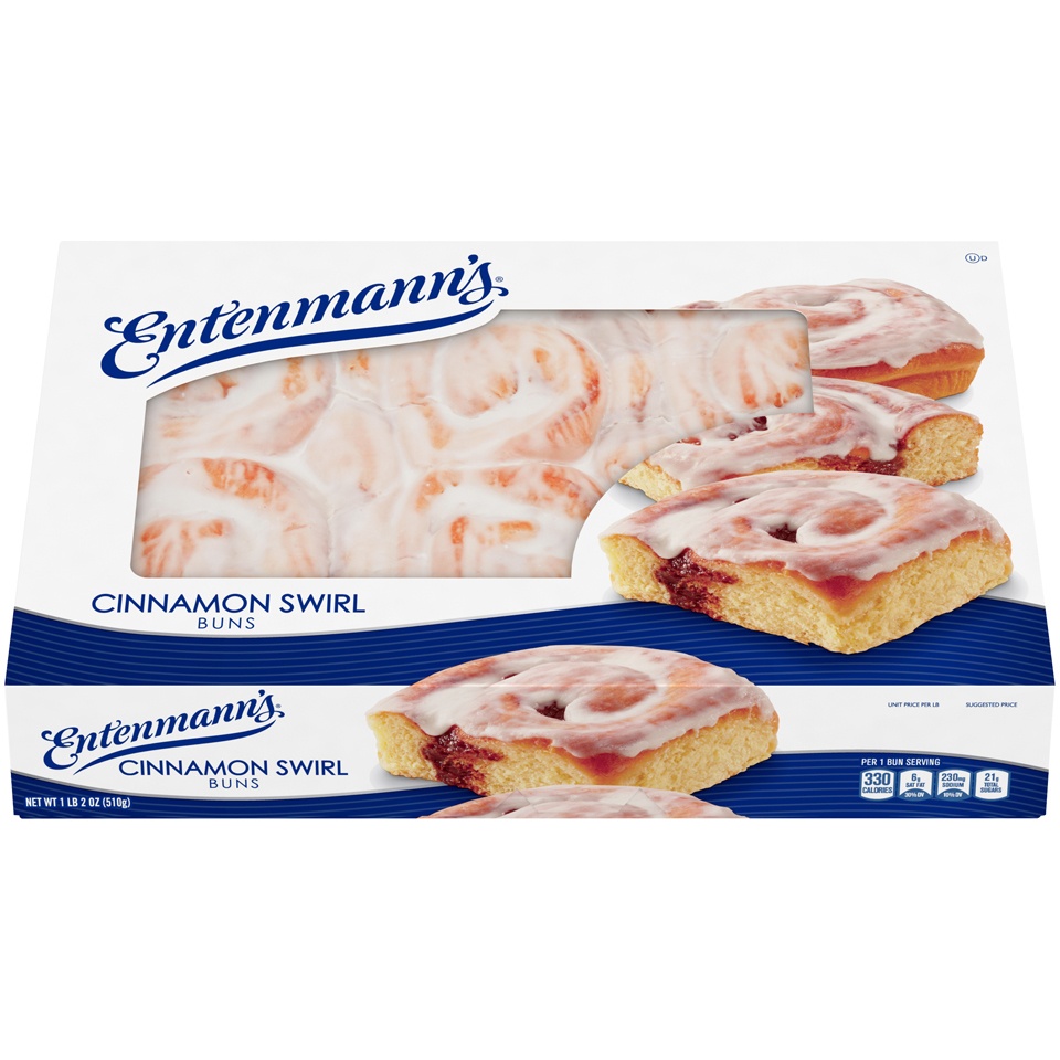 slide 9 of 9, Entenmann's Cinnamon Swirl Buns, 18 oz, Cinnamon Pastries, Box, 1 ct