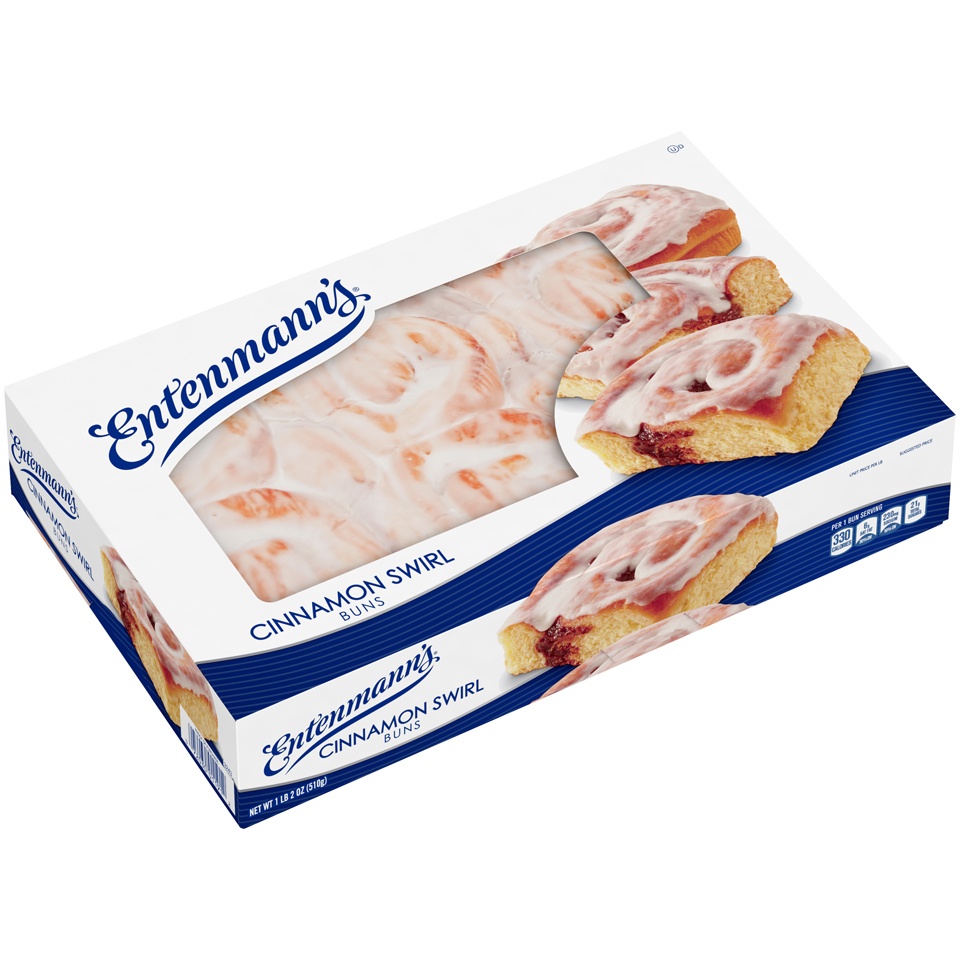 slide 5 of 9, Entenmann's Cinnamon Swirl Buns, 18 oz, Cinnamon Pastries, Box, 1 ct