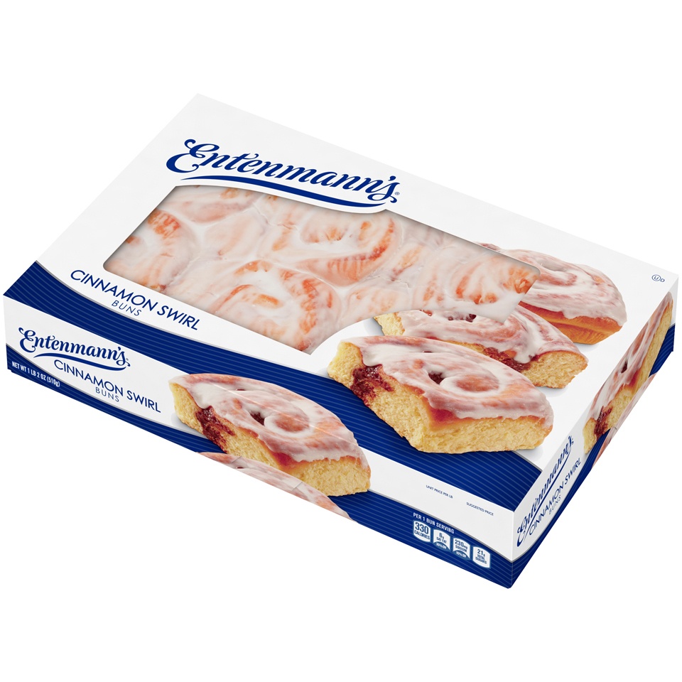 slide 6 of 9, Entenmann's Cinnamon Swirl Buns, 18 oz, Cinnamon Pastries, Box, 1 ct