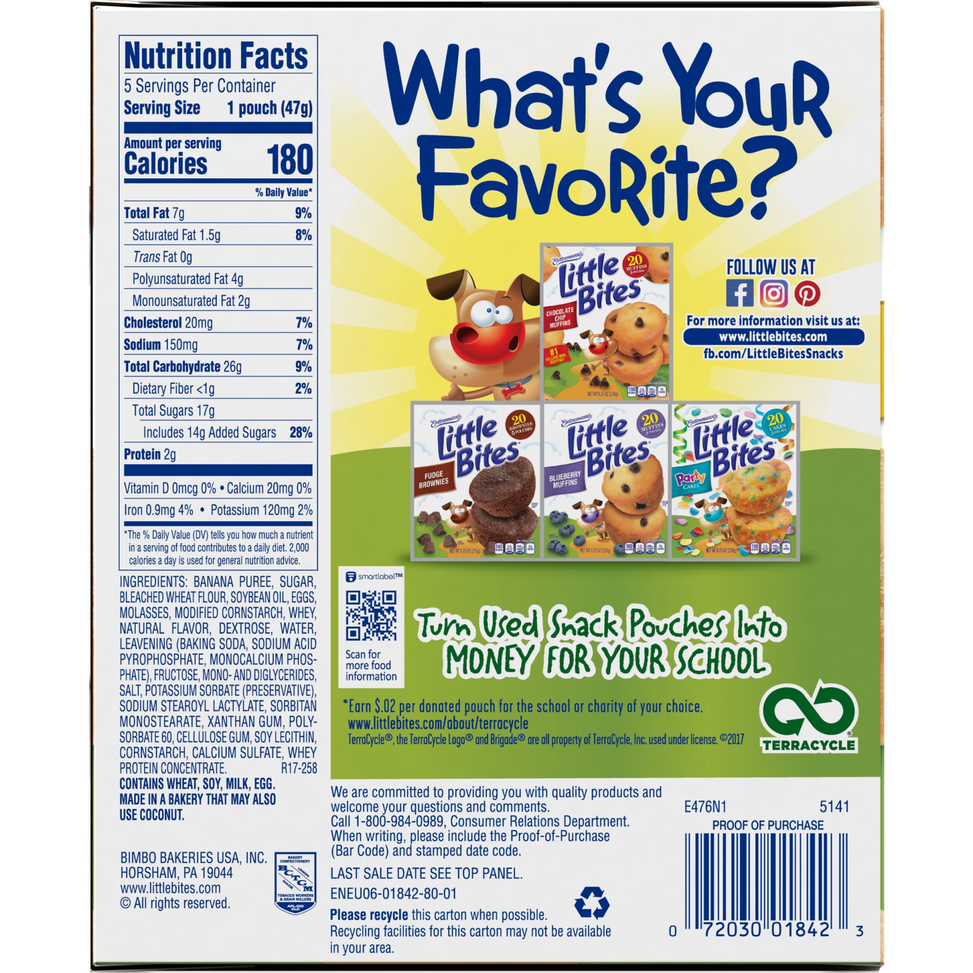 slide 4 of 8, Entenmann's Banana Muffin- Mini Muffins, 5 count, 8.25 oz, 5 ct