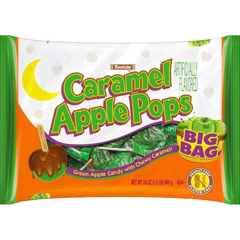 slide 1 of 11, Tootsie Caramel Apple Pops Halloween Bag, 24 oz