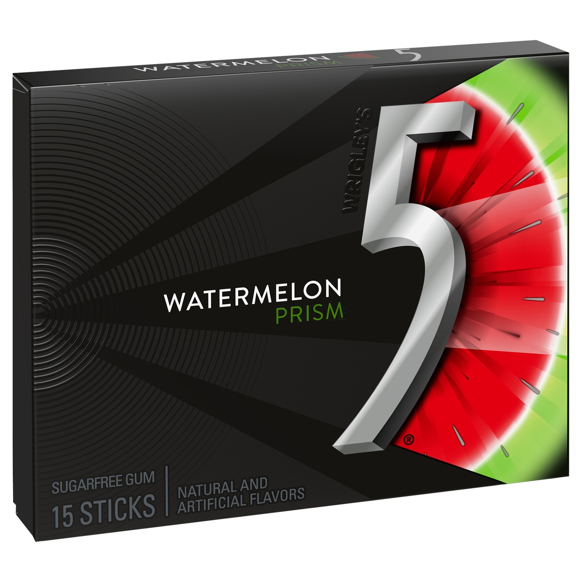 slide 2 of 10, 5 Gum Watermelon Prism Sugarfree Gum, 15 pc