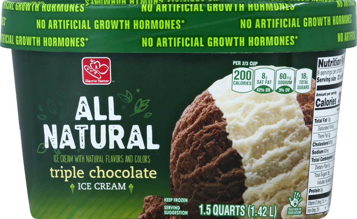 slide 3 of 4, Harris Teeter All Natural Triple Chocolate Ice Cream, 48 oz