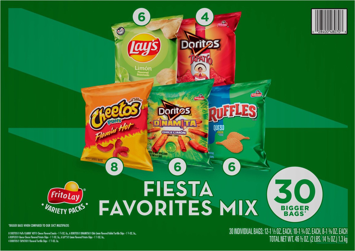 slide 2 of 11, Frito-Lay Fiesta Favorites Mix, Variety Packs, 30 ct